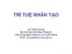 Bài giảng Trí tuệ nhân tạo - Lê Thanh Hương